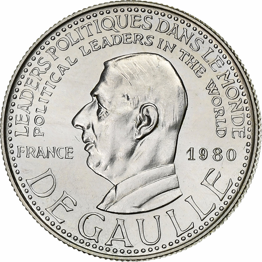 Francia, ficha, Charles de Gaulle, 1980, Argento, SPL