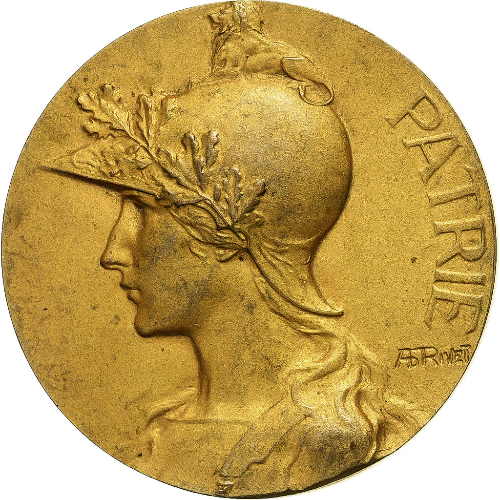 Frankrijk, Medaille, Patrie, Marianne Casquée, Gilt Bronze, Rivet, ZF+