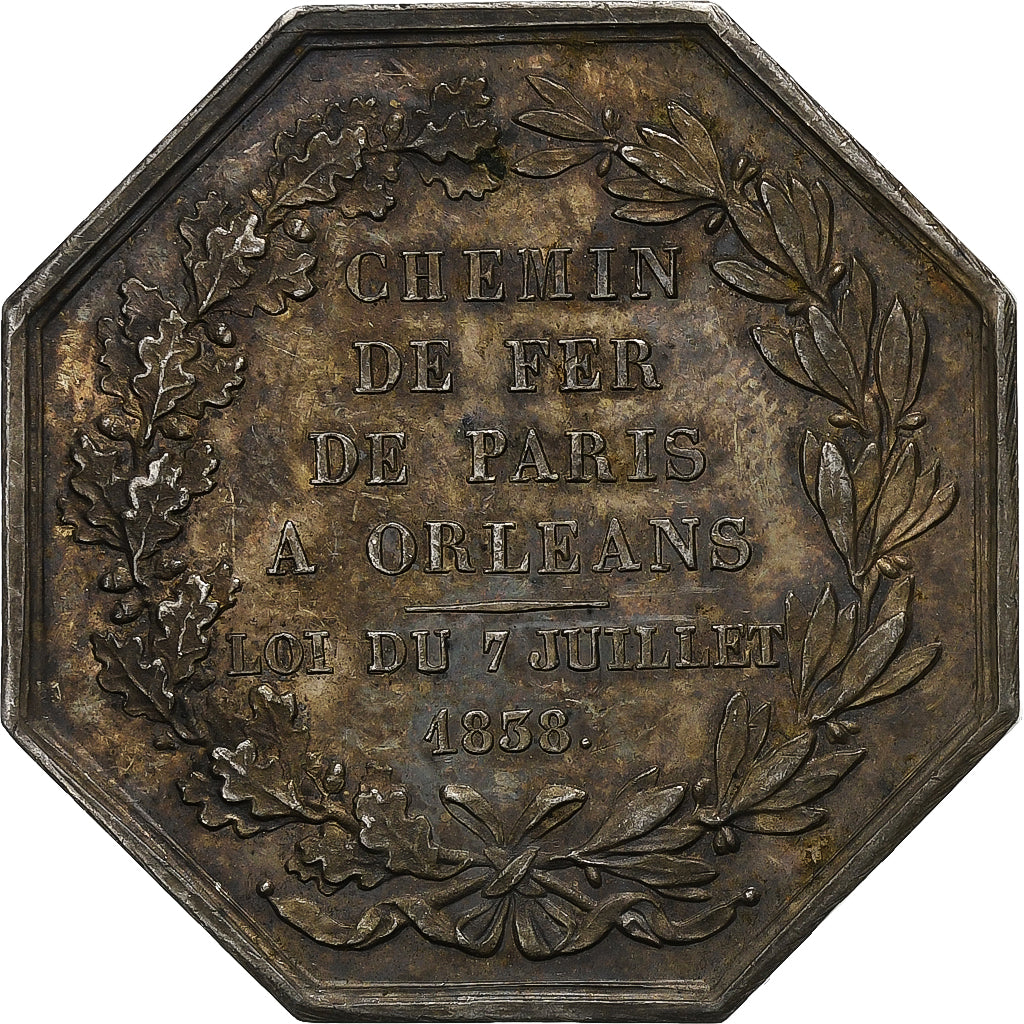 France, Jeton, Chemin de fer de Paris à Orléans, 1838, Argent, Bovy, SUP