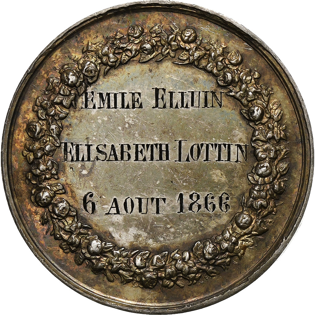 France, Wedding medal, 1866, Silver, MS(60-62)