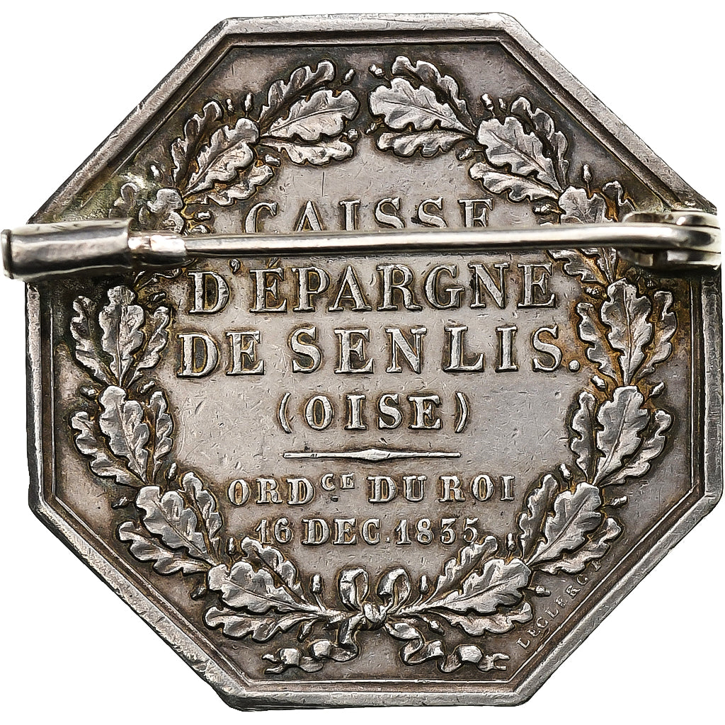 France, Token, Louis-Philippe I, Caisse d'épargne de Senlis, 1835, Silver