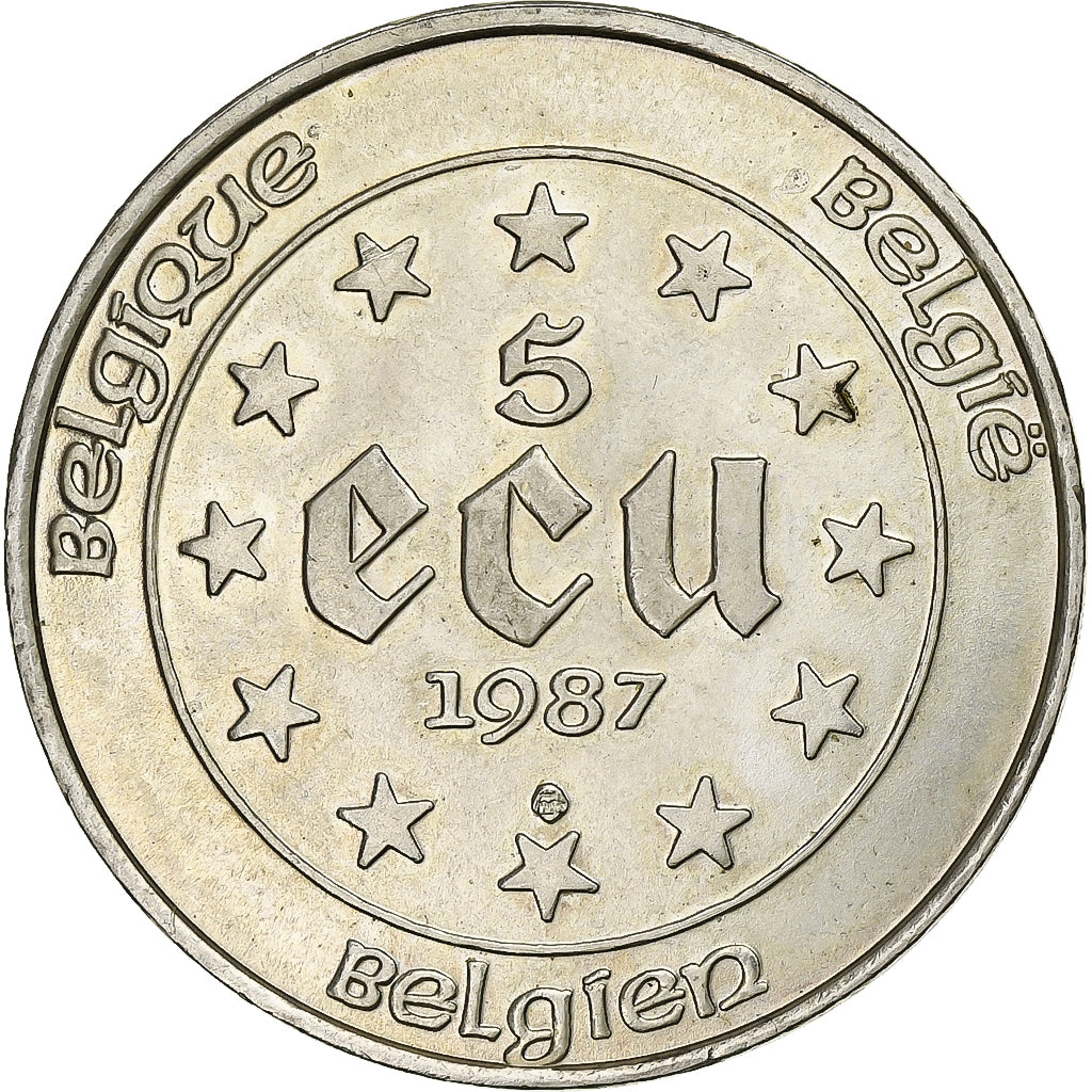Belgien, 5 Ecu, Charles Quint, 1987, Silber, UNZ