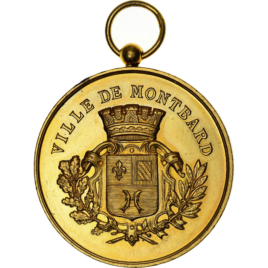 Frankreich, Medaille, Fête fédérale, ville de Montbard, 1909, Gilt Bronze