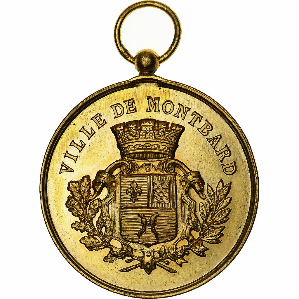 France, Medal, Fête fédérale, ville de Montbard, 1909, Gilt Bronze, MS63
