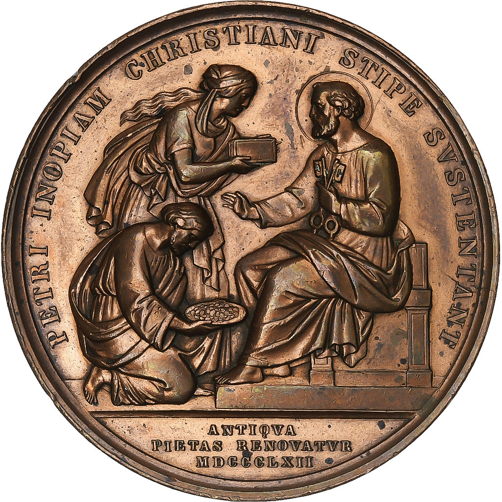Papal States, Medal, Pius IX, Antiqua pietas renovatur, 1862 - Anno XVII