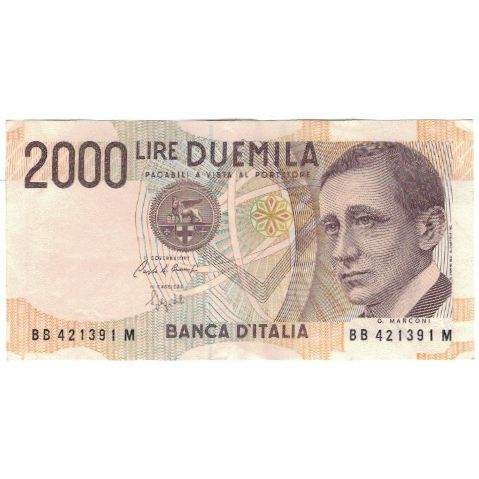 Banknote, Italy, 2000 Lire, 1990-1992, Undated (1990-92), KM:115, AU(55-58)