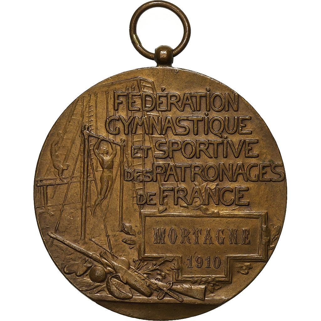 France, Medal, Fédération Gymnastique et Sportive, Mortagne, 1910, Bronze