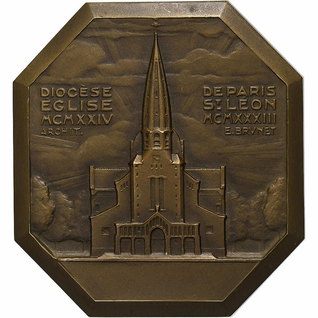 France, Médaille, Église Saint-Léon de Paris, 1933, Bronze, Raoul Bénard