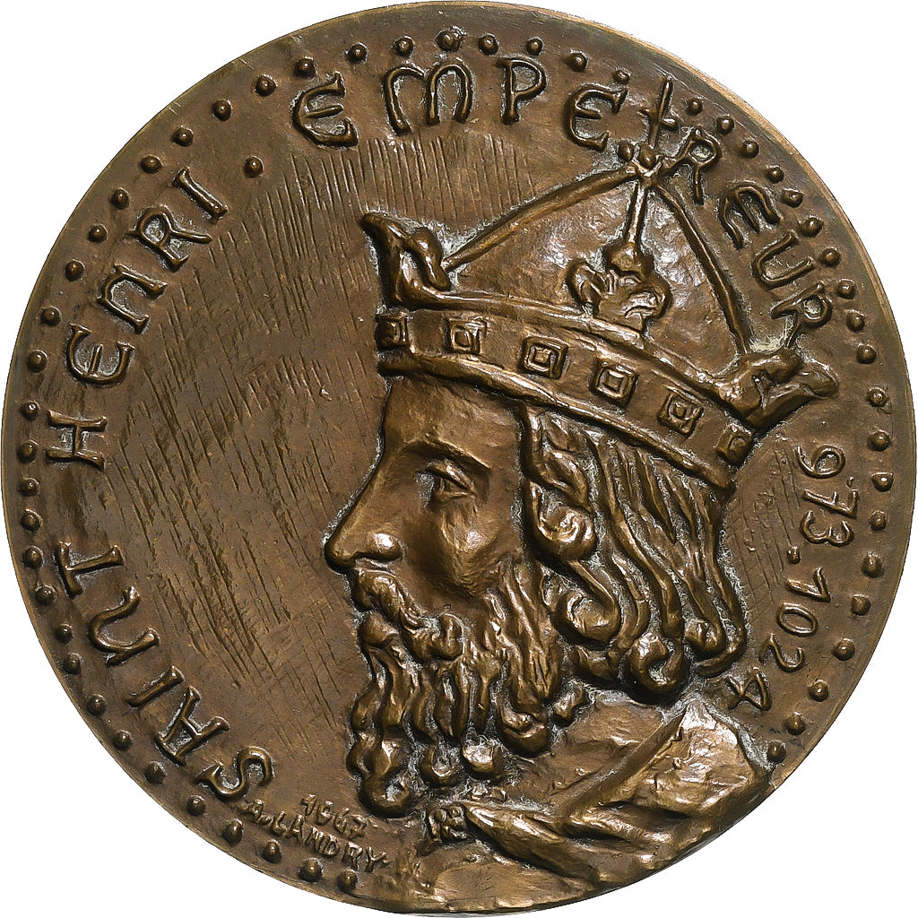 France, Médaille, saint Henri empereur, 1973, Bronze, Landry, SUP