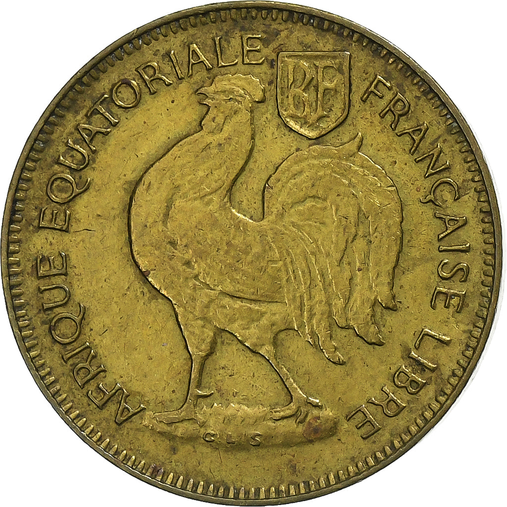 África ecuatorial francesa, 50 Centimes, 1942, Pretoria, Latón, BC+, KM:1