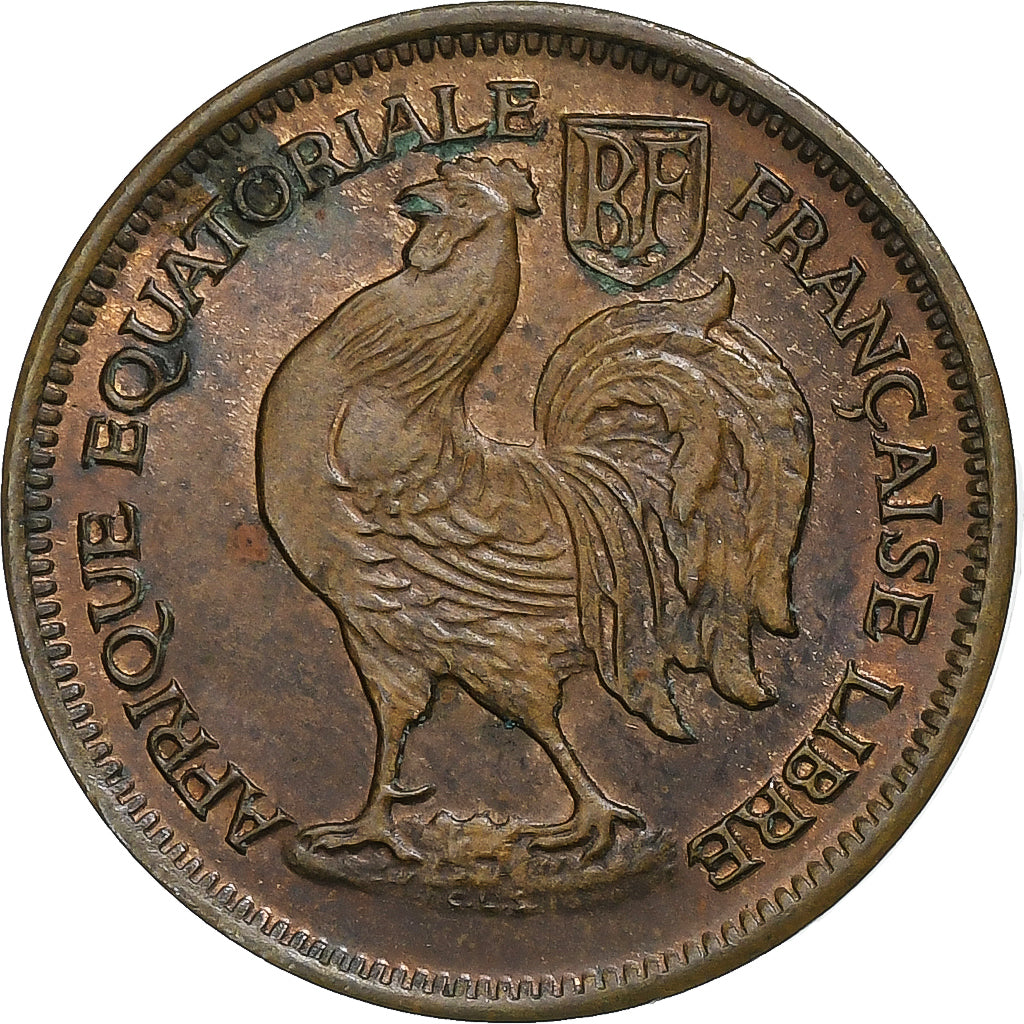 Africa equatoriale francese, 50 Centimes, 1943, Pretoria, Bronzo, BB+, KM:1a