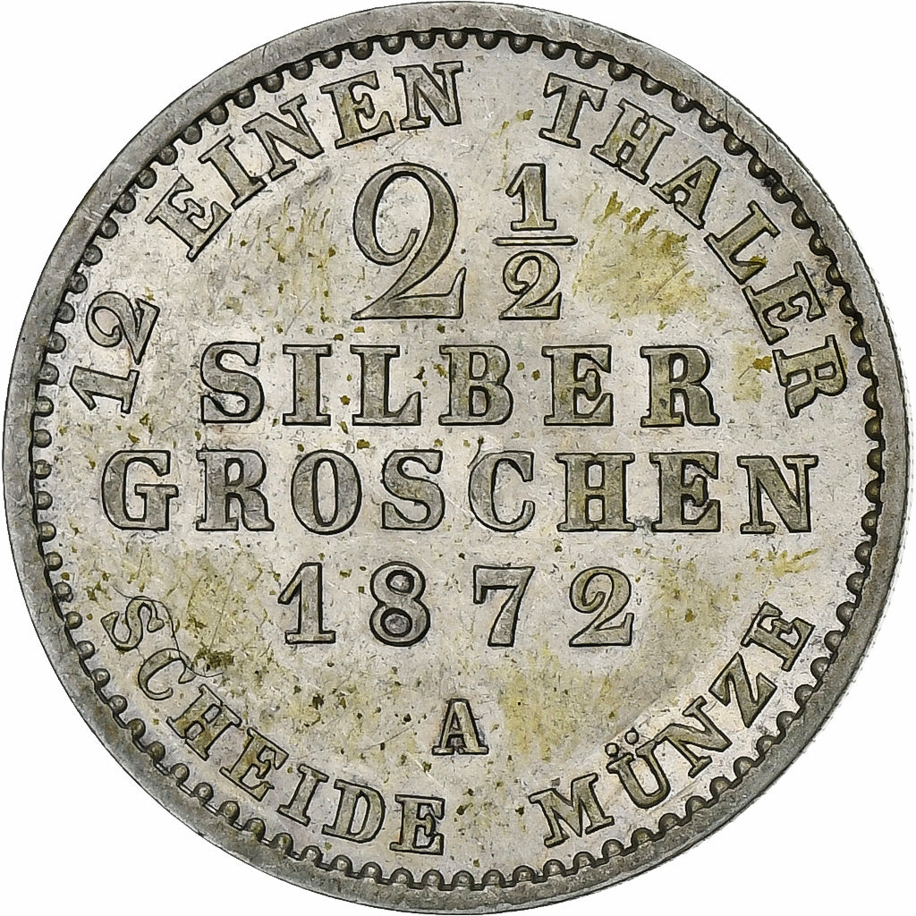 Kingdom of Prussia, Wilhelm I, 2 1/2 Silber Groschen, 1872, Berlin, Silver