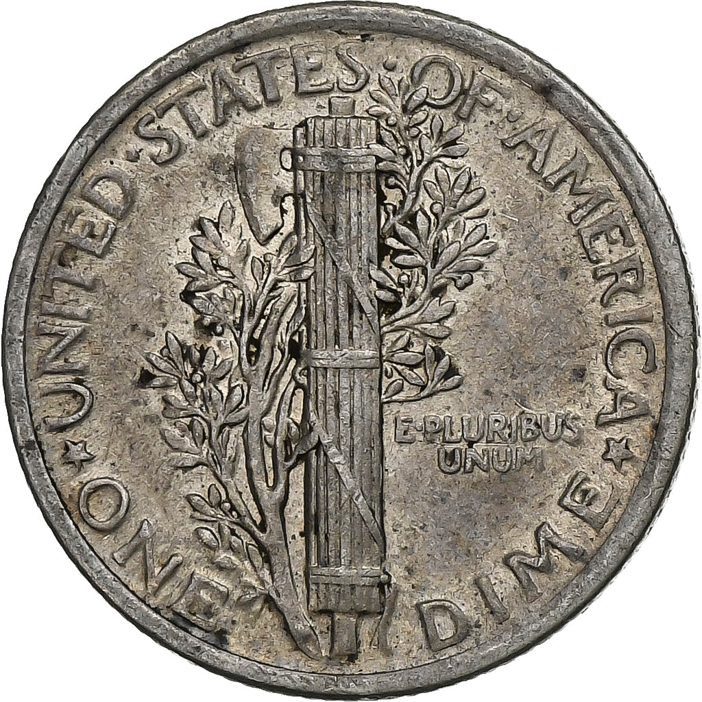 United States, Dime, Mercury, 1918, Philadelphia, Silver, EF(40-45), KM:140