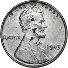 USA, Cent, Lincoln, 1943, Philadelphia, Stal ocynkowana, AU(50-53), KM:132a
