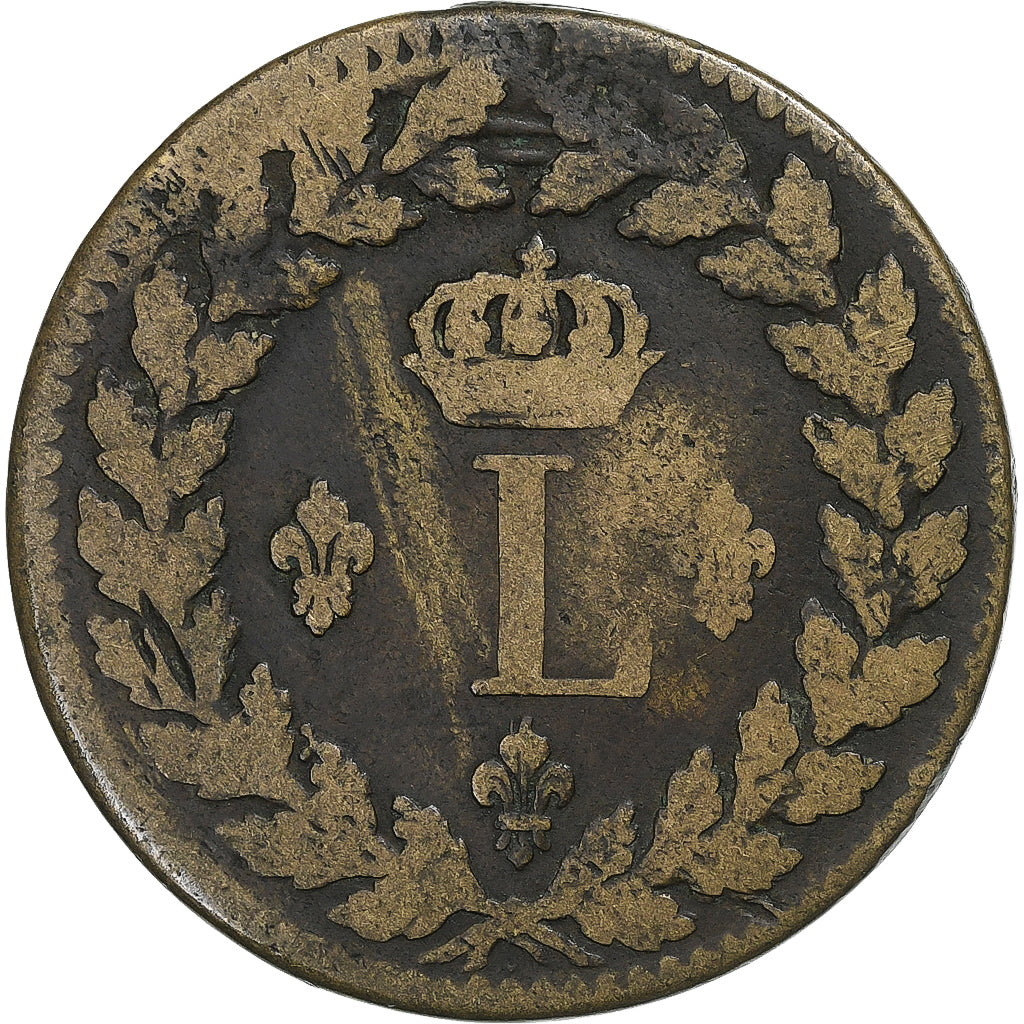 Francja, Louis XVIII, Décime., 1815., Strasbourg, Miedź, VF(30-35)