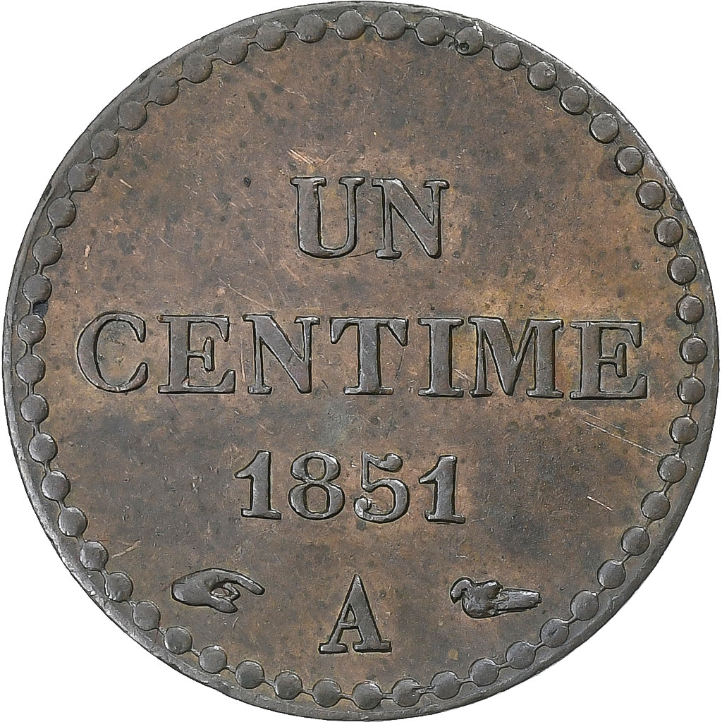 Francia, Centime, Dupré, 1851, Paris, Bronzo, SPL-, Gadoury:84, KM:754