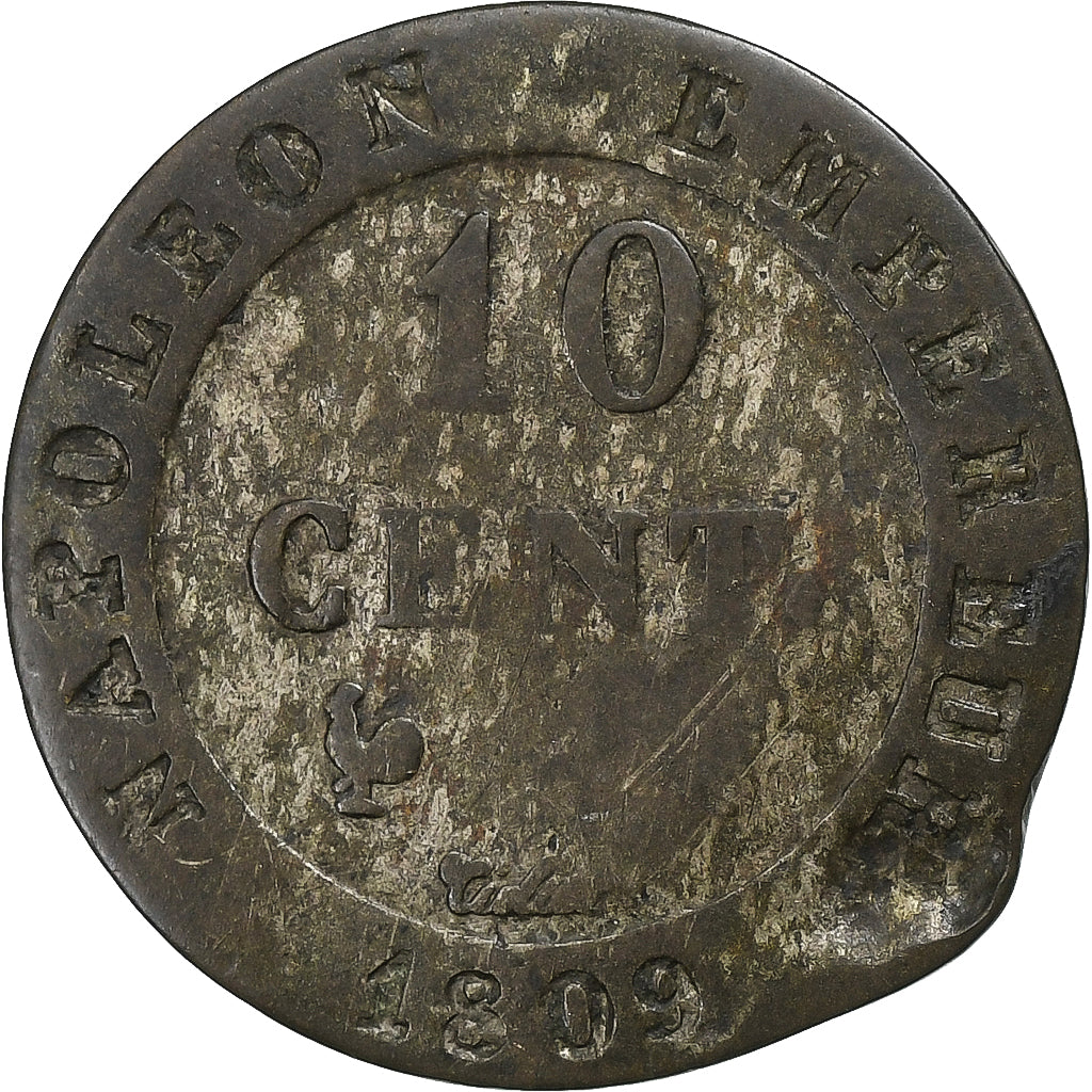 Francia, Napoleon I, 10 Centimes, 1809, Biglione, B+, Gadoury:190