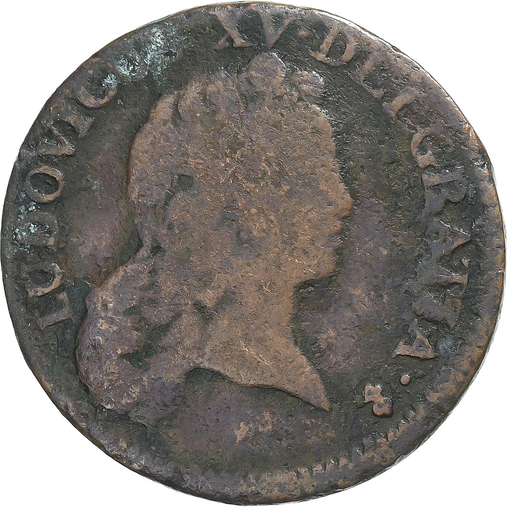 France, Louis XV, 1/2 Sol, 1721, Paris, Copper, F(12-15), Gadoury:273