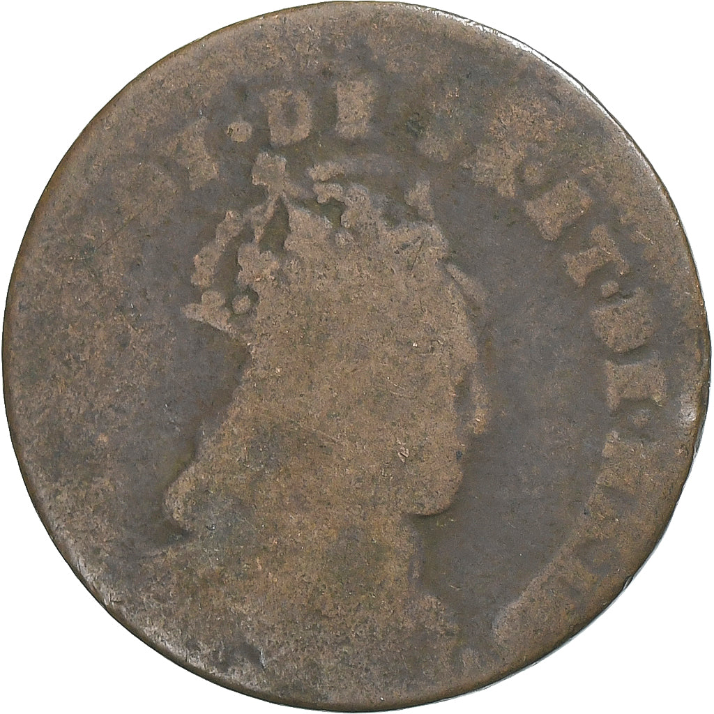 France, Louis XIV, Liard, 1657, Acquigny, Copper, F(12-15), Gadoury:80