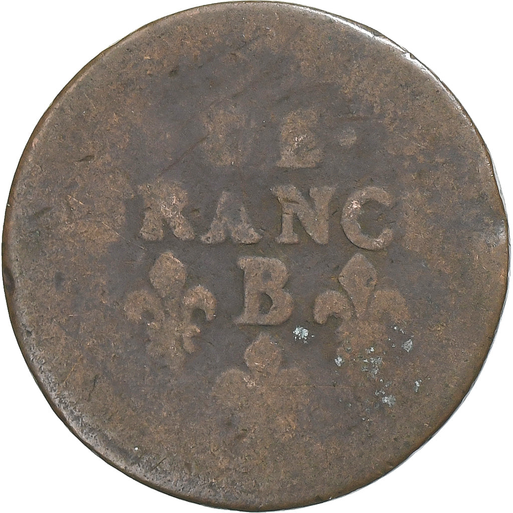 France, Louis XIV, Liard, 1657, Acquigny, Copper, F(12-15), Gadoury:80