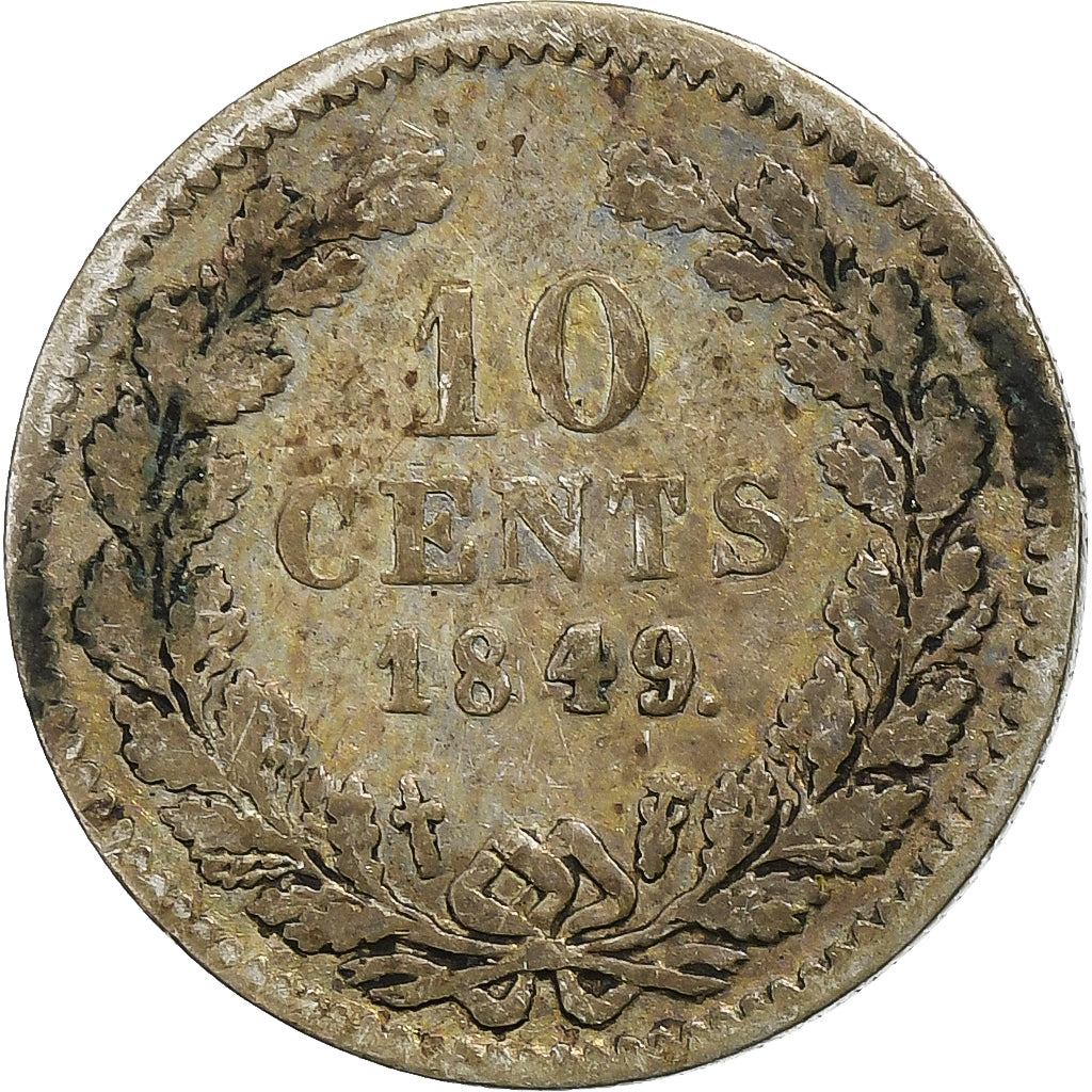Paesi Bassi, Willem II, 10 Cents, 1849, Utrecht, Argento, MB, KM:75