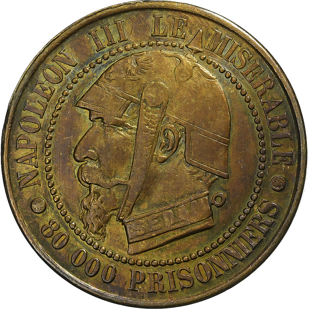 France, Monnaie satirique, Napoléon III, Vampire français, 1870-1871, Bronze