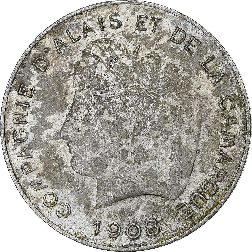 France, Compagnie d'Alais et de la Camargue, 10 Centimes, 1908, Essai, TTB
