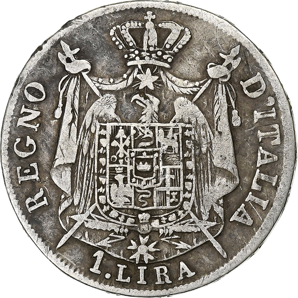 Royaume d'Italie, Napoléon I, Lira, 1808, Bologne, Argent, TB, Gadoury:IT23