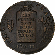 Francia, 2 sols à la Balance, 1793 / AN II, Metz, Rame, BB, Gadoury:31