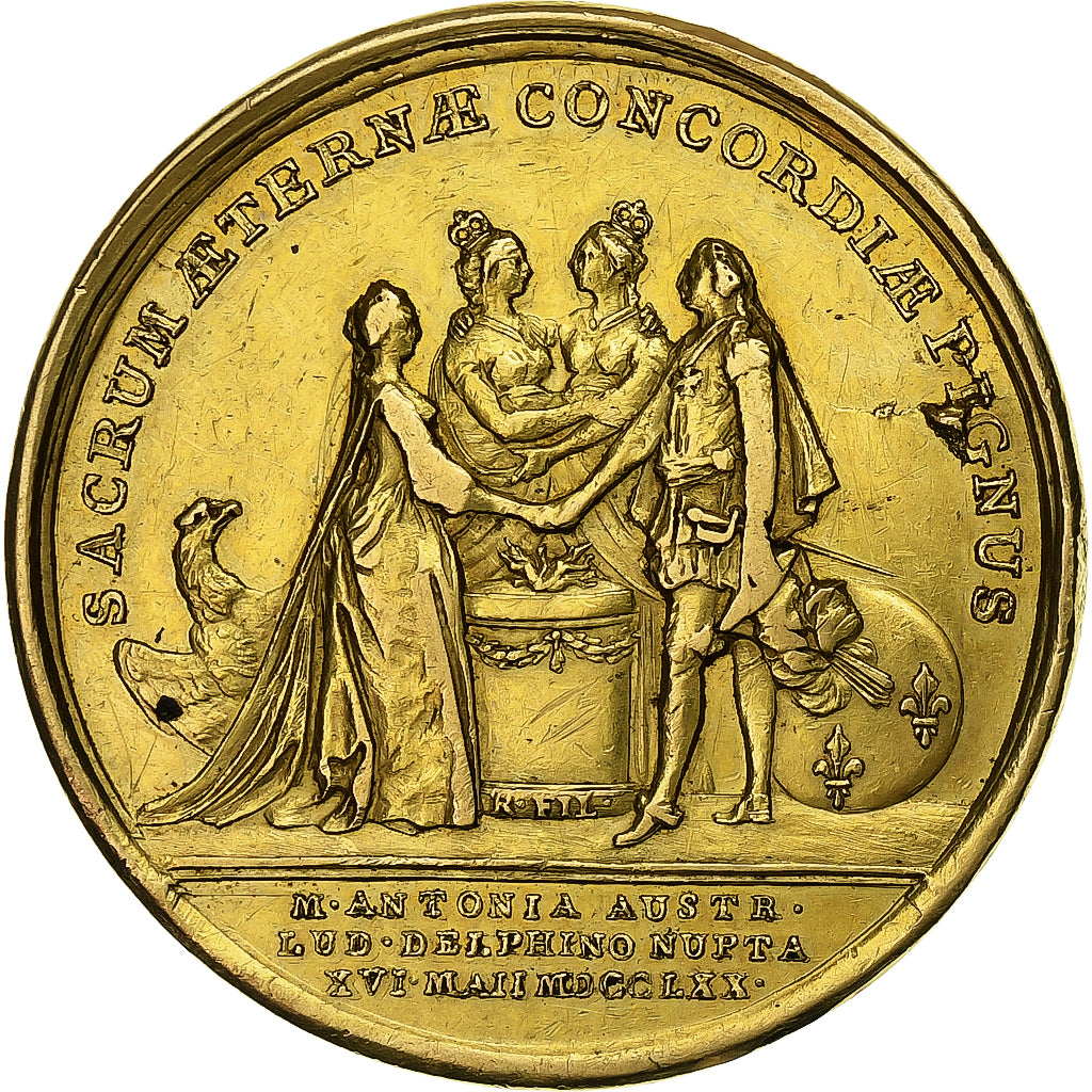 France, Medal, Louis XV, Mariage du Dauphin, 1770, Gold, Roettiers fils