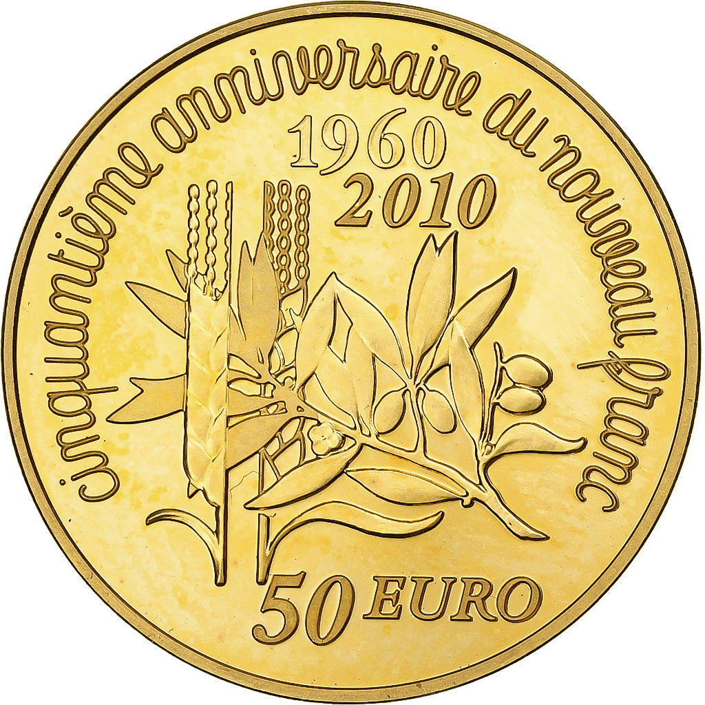 France, 50 Euro, Semeuse, Nouveau franc, Proof, 2010, Monnaie de Paris, Gold