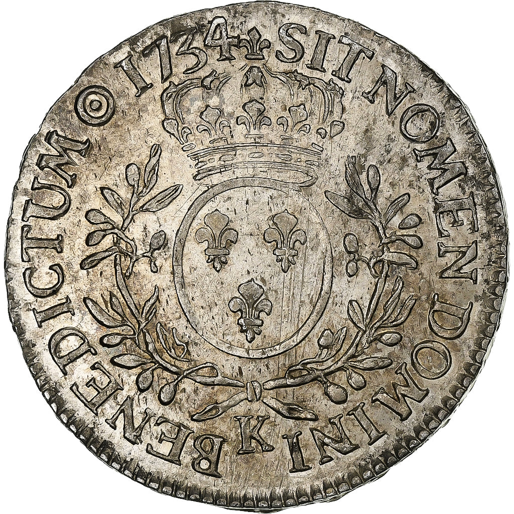 Frankrijk, Louis XV, Ecu aux branches d'olivier, 1734, Bordeaux, Zilver, ZF+