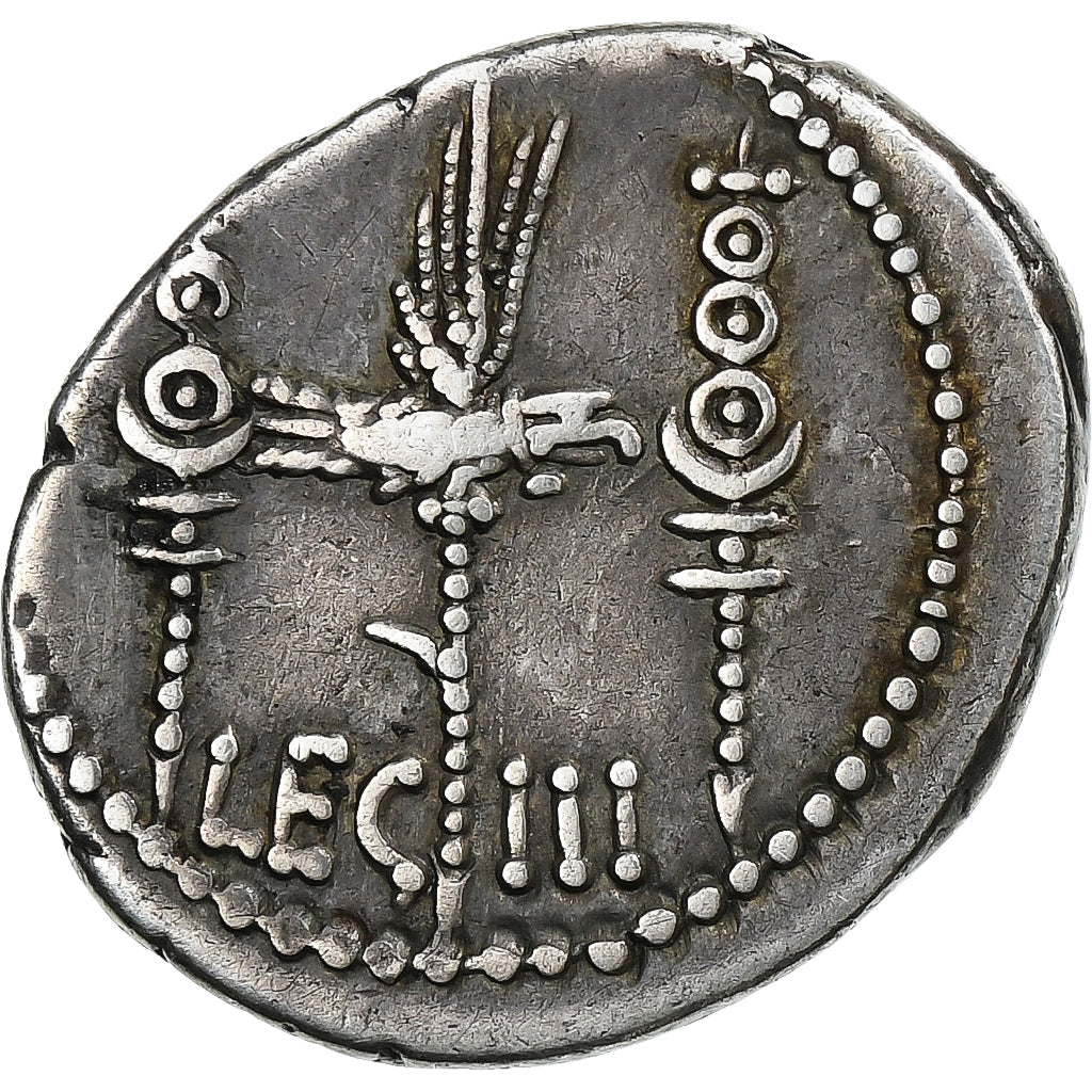 Marcus Antonius, legionary denarius, 32-31 BC, Patrae?, LEG III, Silver