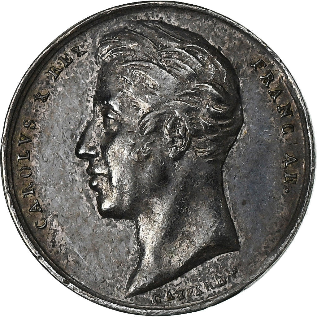 France, Quinaire, Charles X, Sacre à Reims, 1825, Argent, Gayrard, SUP