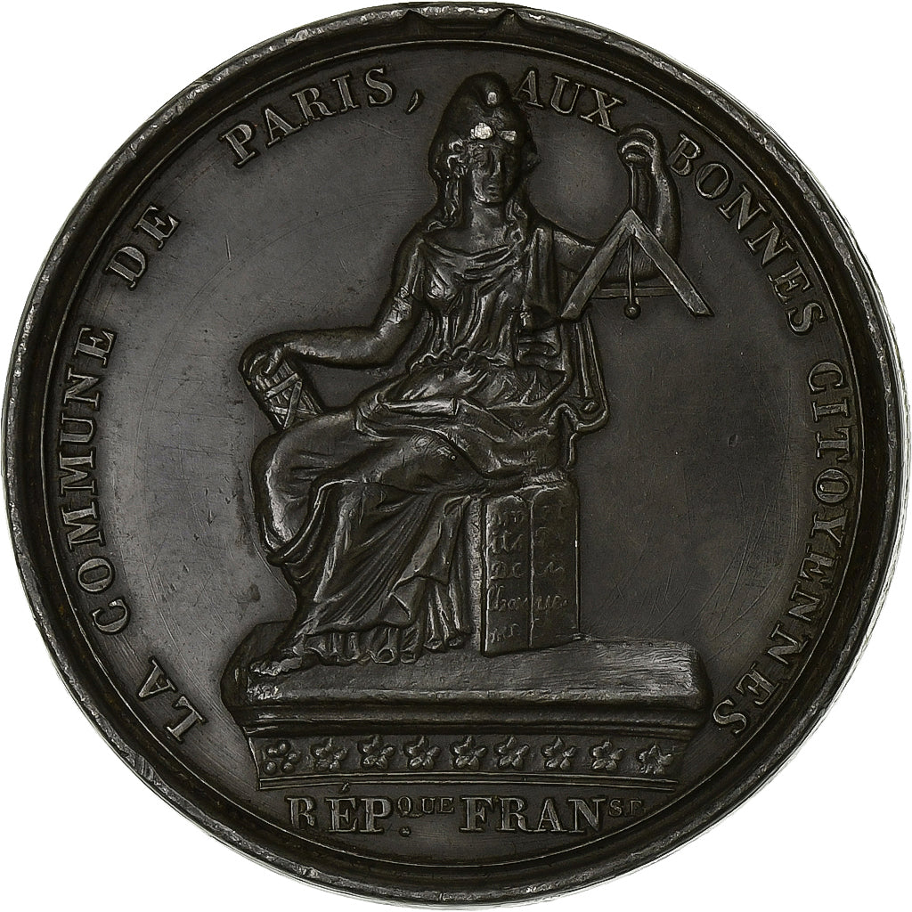 France, Médaille, Commune de Paris aux bonnes citoyennes, 1871, Etain, SUP+