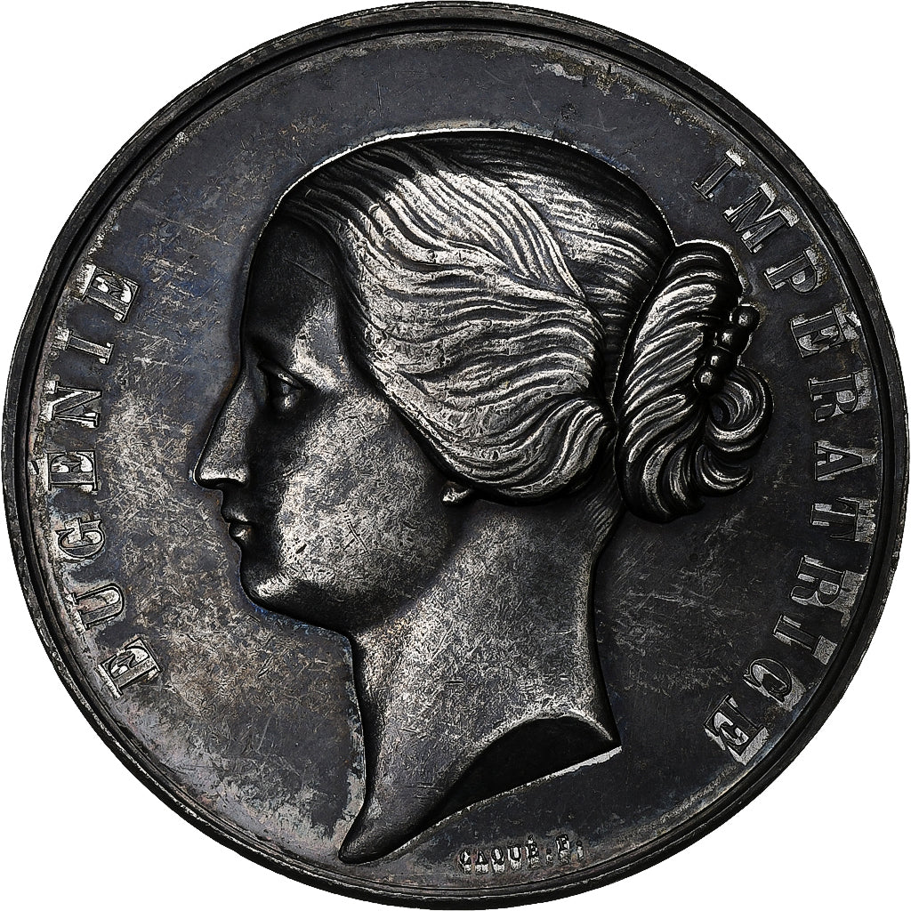France, Medal, Impératrice Eugénie, Palais de l’Industrie, 1855, Tin