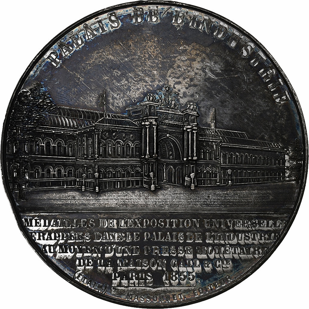 France, Medal, Impératrice Eugénie, Palais de l’Industrie, 1855, Tin