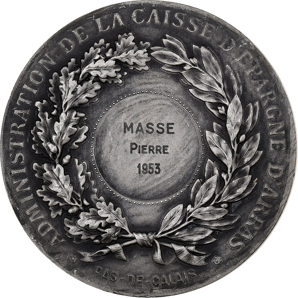 France, Medal, Administration de la caisse d'épargne d'Arras, 1953 Silver plated