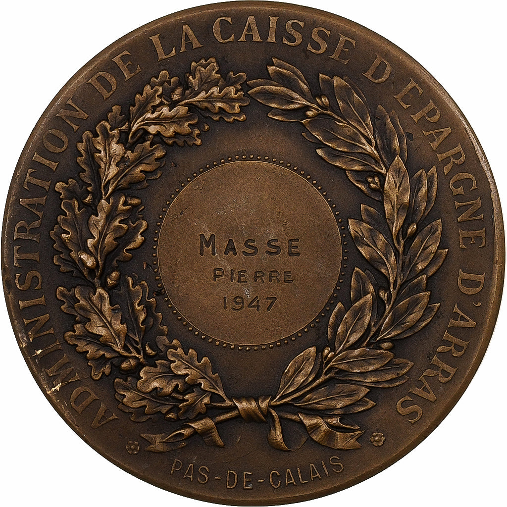 França, medalha, Administration de la caisse d'épargne d'Arras, 1947, Bronze