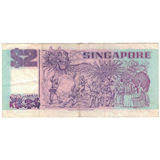 Banknote, Singapore, 2 Dollars, KM:28, VF(20-25)