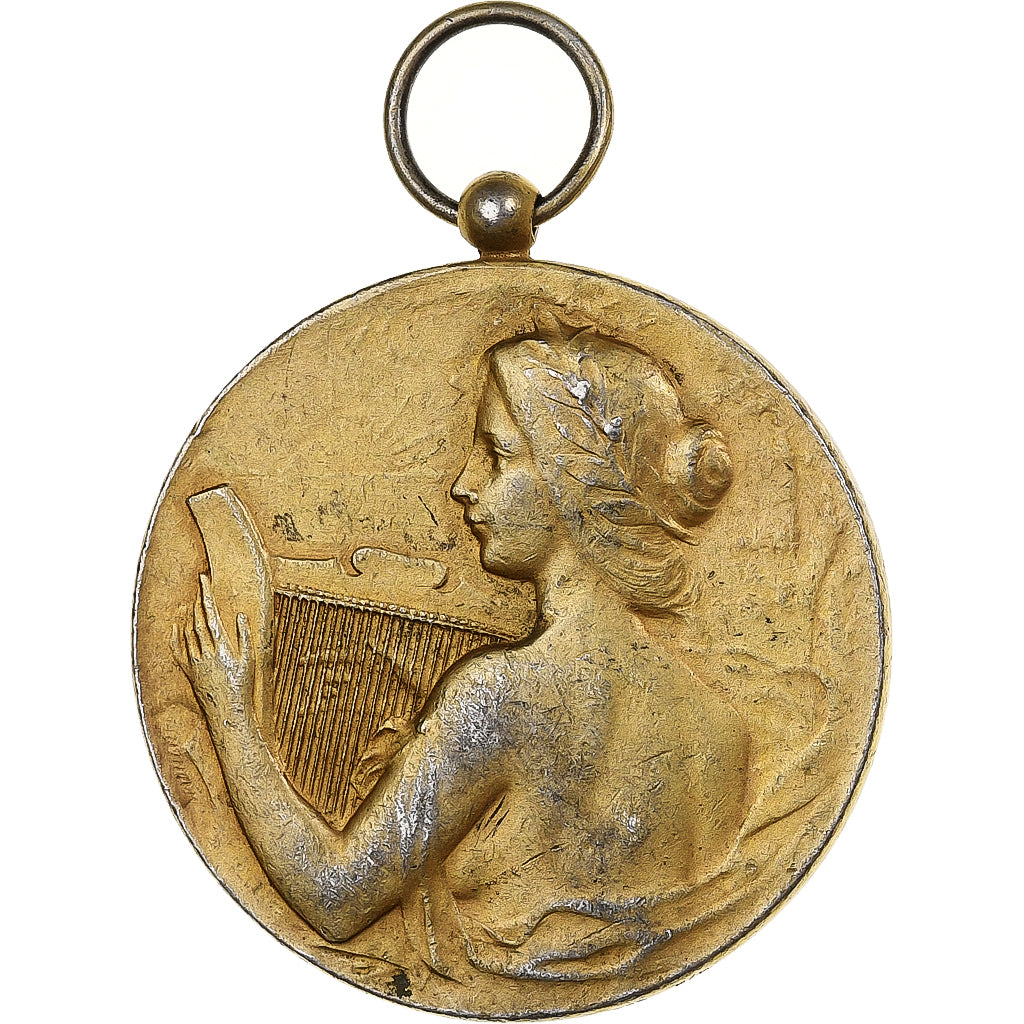 Frankreich, Medaille, Allégorie de la Musique, Gold plated silver, SS