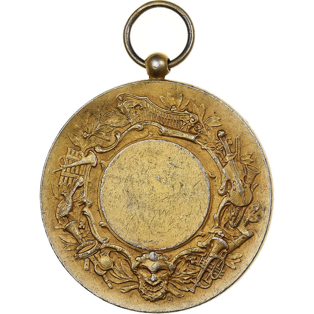 Frankreich, Medaille, Allégorie de la Musique, Gold plated silver, SS