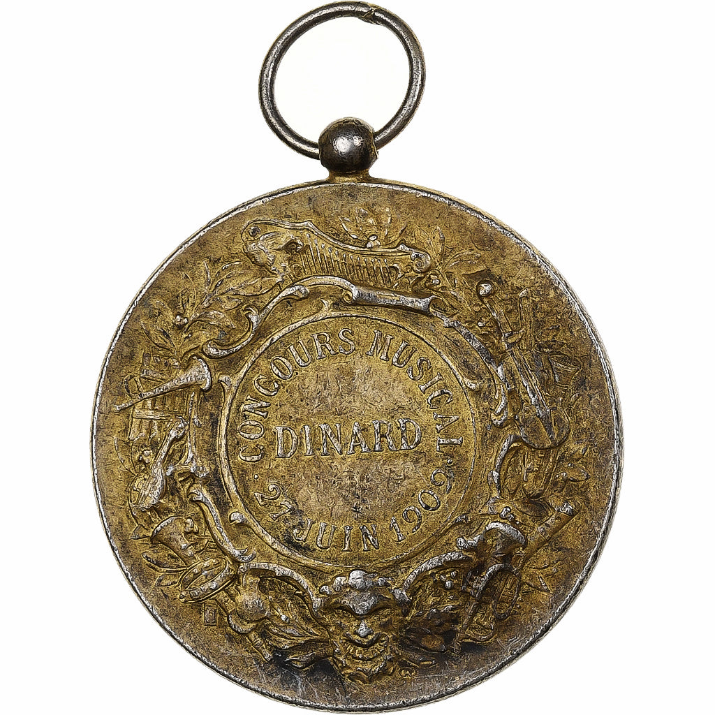 France, Medal, Allégorie de la Musique, Gold plated silver, Rasumny, EF(40-45)