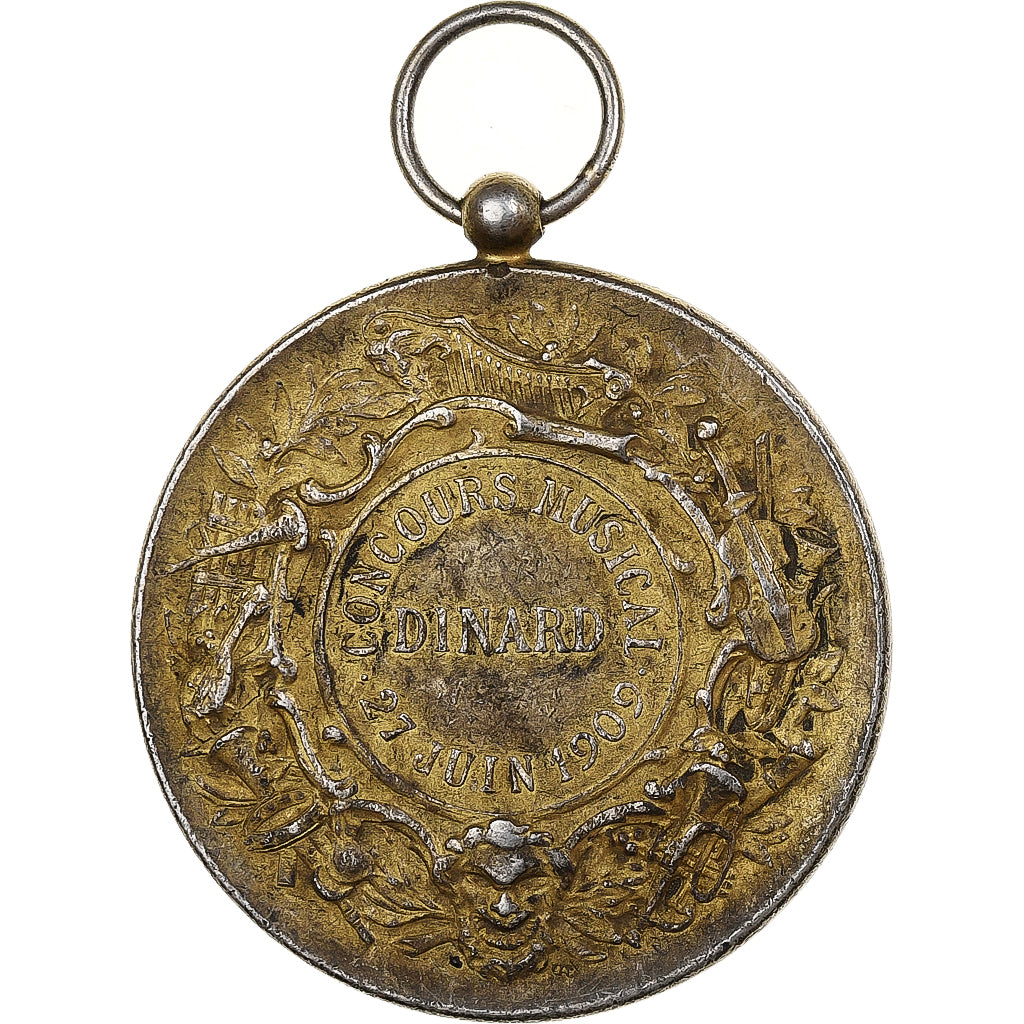 Francia, medalla, Allégorie de la Musique, Gold plated silver, Rasumny, MBC