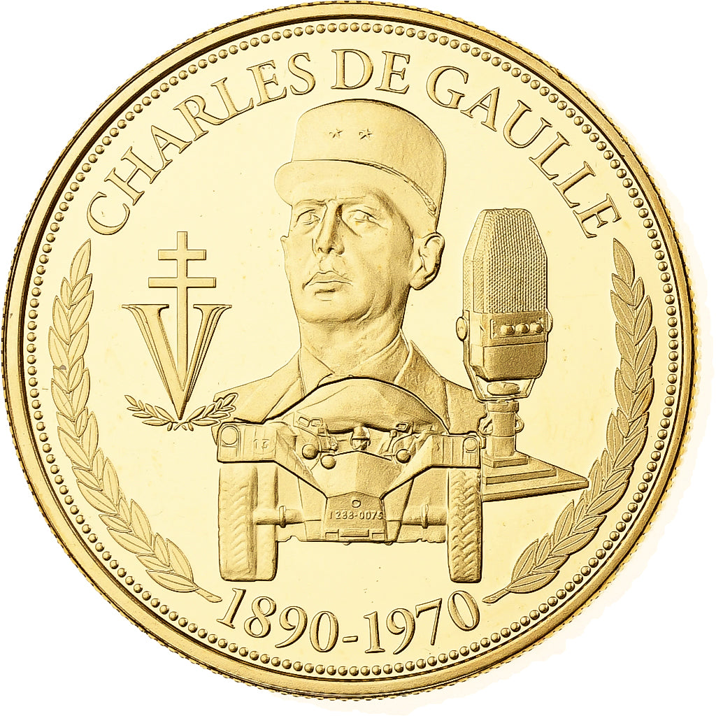 Francia, medaglia, Charles de Gaulle, Vème république, Rame-nichel, FS, FDC
