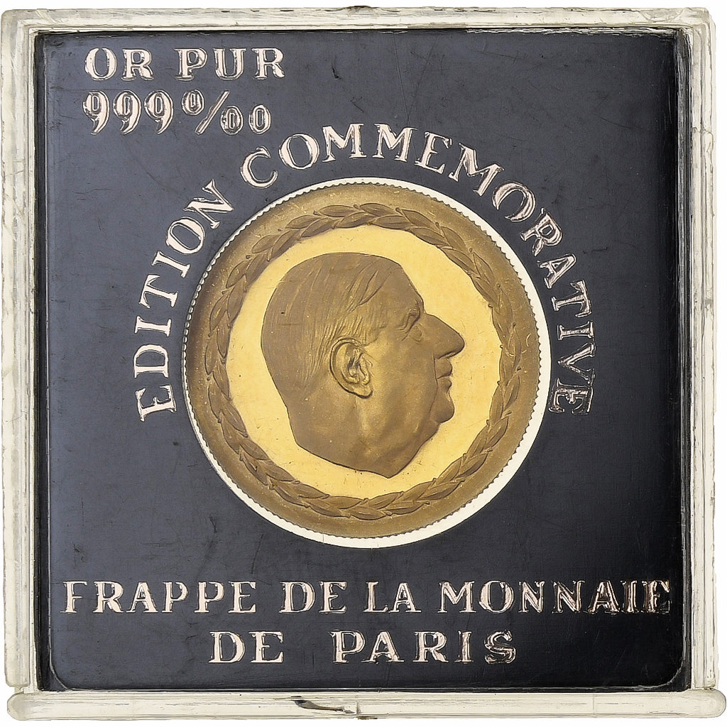 France, Médaille, Charles de Gaulle, Monnaie de Paris, Or, SPL, BE
