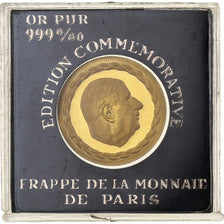 France, Médaille, Charles de Gaulle, Monnaie de Paris, Or, SPL, BE