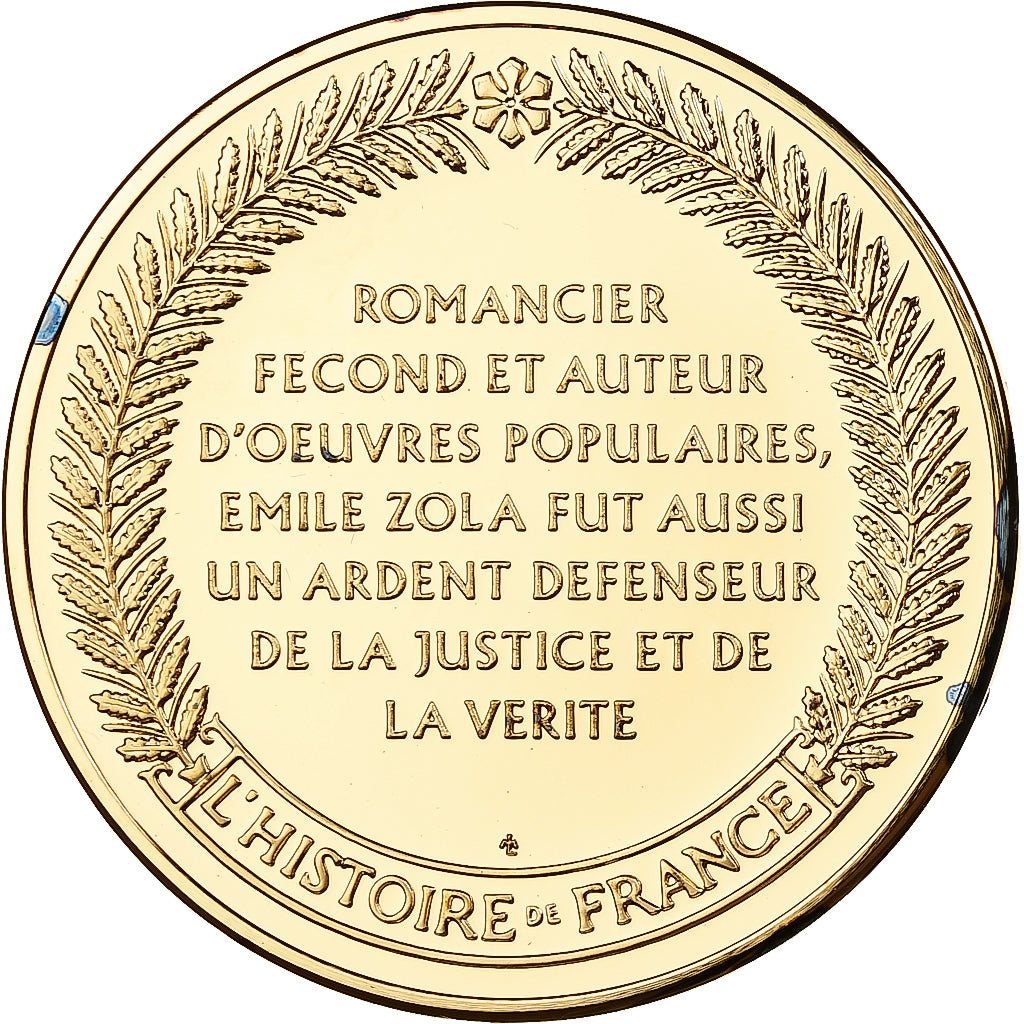 France, Medal, Émile Zola, Franklin Mint, Vermeil, Proof, MS(65-70)