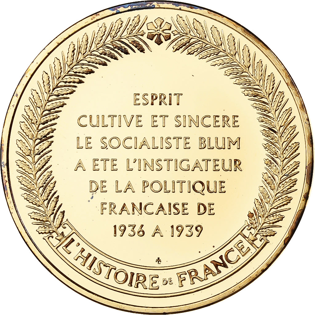 France, Medal, Léon Blum, Franklin Mint, Vermeil, Proof, MS(65-70)