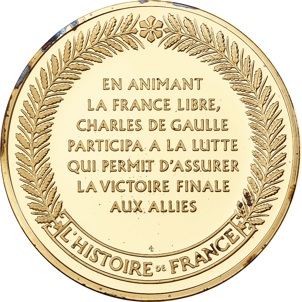 France, Médaille, Charles de Gaulle, Franklin Mint, Vermeil, FDC, BE